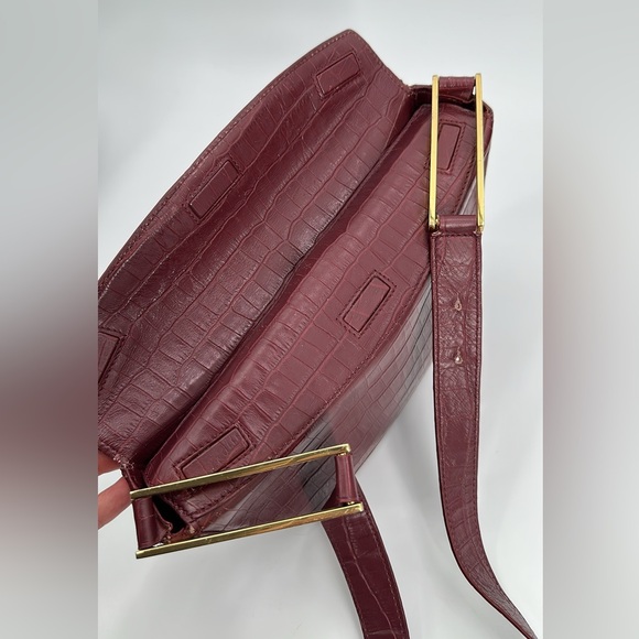 DeMellier Burgundy croc effect Bergen Bag crossbody - Picture 8 of 12